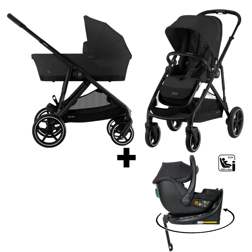 Kinderwagen Cybex Gazelle S Moon Black/Black met Autostoel Jacky Pro V2 360° & Base