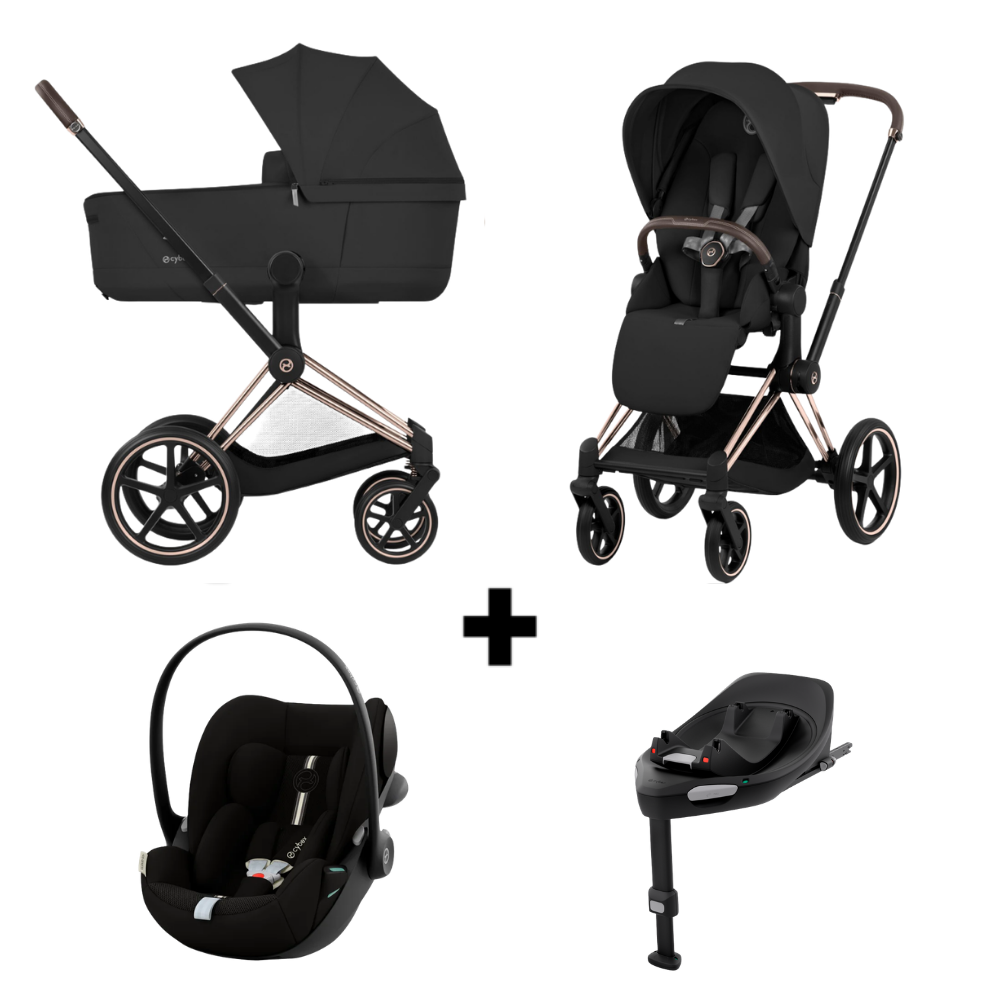 Kinderwagen Cybex Priam 5 Comfort Rose Gold/Sepia Black met Autostoel Cybex Cloud G3 I-Size & Base G3