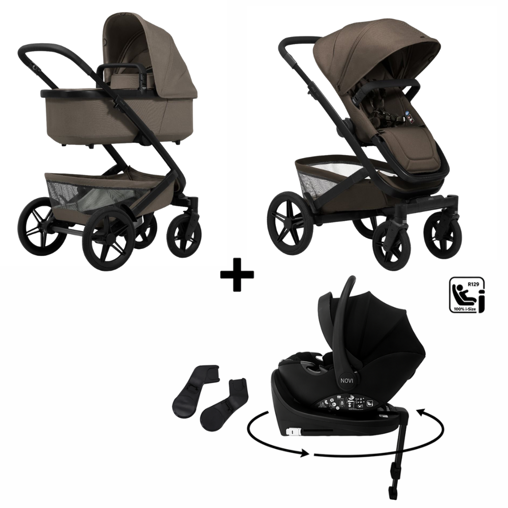 Kinderwagen Joolz Geo5 Hazel Brown met Autostoel Novi Jacky Pro 360 V2 & Base en Adapterset