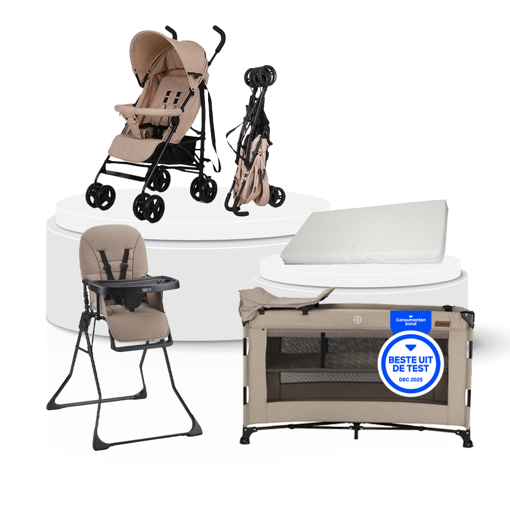 Buggy Novi Nick Sand Melange Total Package Deal incl. Campingbed, Matrastopper & Kinderstoel