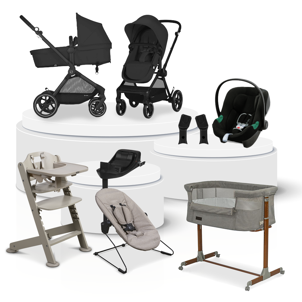 Kinderwagen Cybex Eos Basic Moon Black Total Package Deal incl. Autostoel, Base, Kinderstoel & Co-sleeper