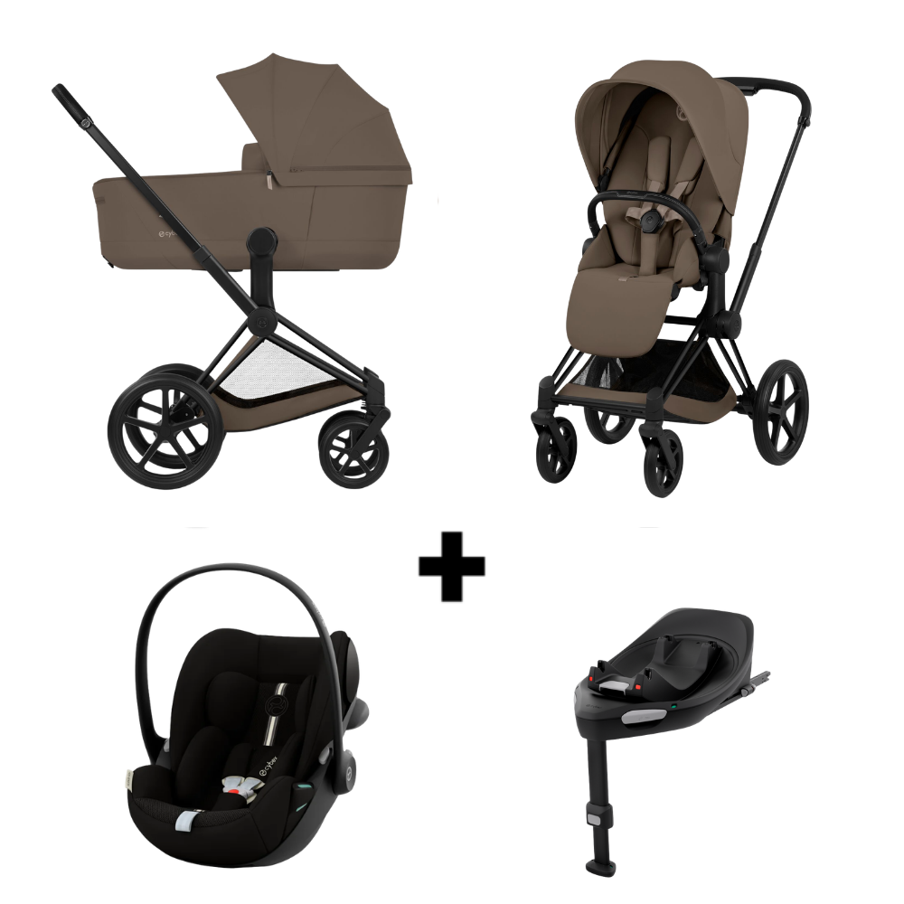 Kinderwagen Cybex Priam 5 Comfort Matt Black/Dark Brown One Box met Autostoel Cybex Cloud G3 I-Size & Base G3