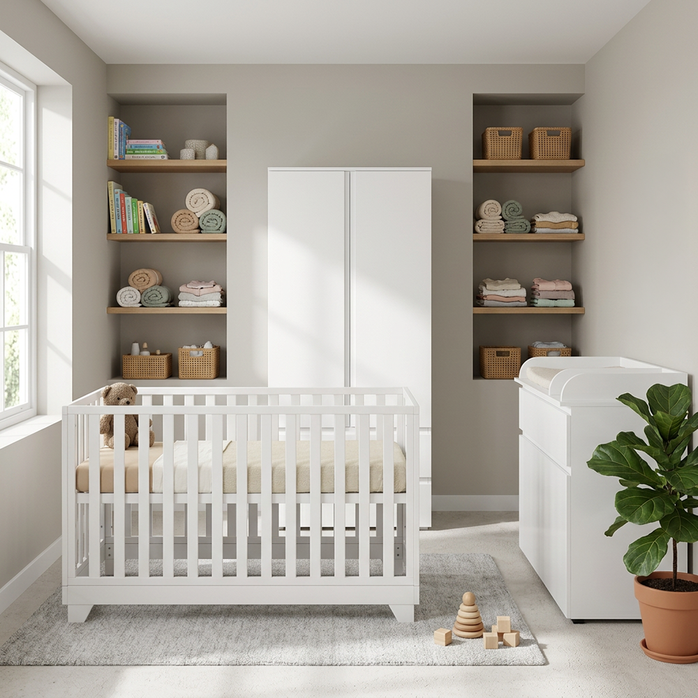 Babykamer Finori Image Wit 2-Deurskast met Meegroei Ledikant Colorfull Home Lois V2 White