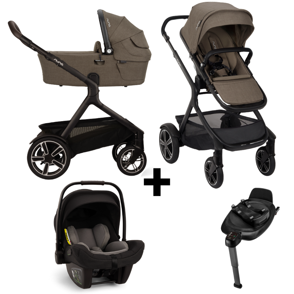 Kinderwagen Nuna DEMI Next Pistachio met meerijdplankje + Autostoel Nuna PIPA Next Caviar & Base Nuna 360 System