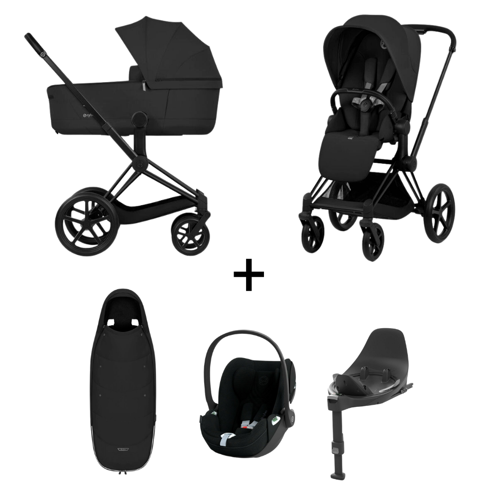 Kinderwagen Cybex Priam 5 Style Sepia Black incl. Foldable Carrycot met Autostoel Cloud T Plus, Base & Voetenzak