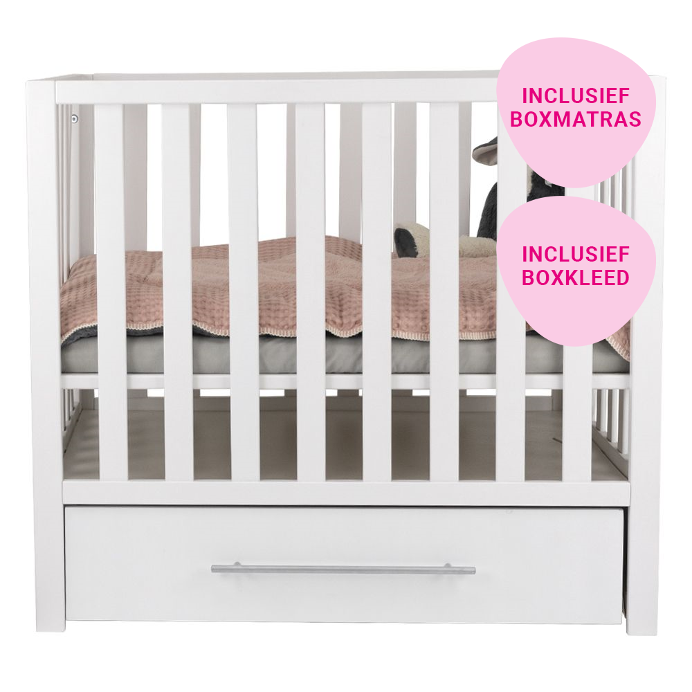 Set | Box Colorfull Home Patryk met Lade White Incl. Boxmatras en Boxkleed