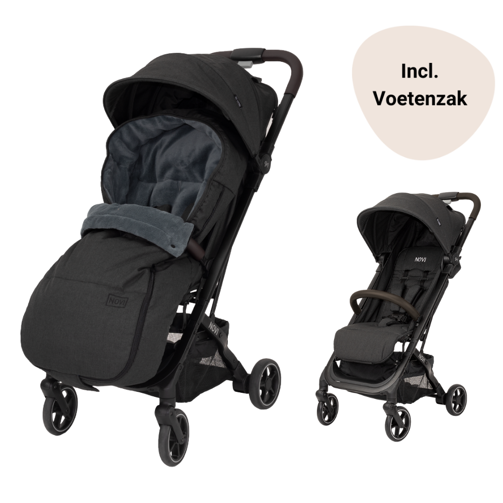 Buggy Novi Sky Black Melange met Voetenzak