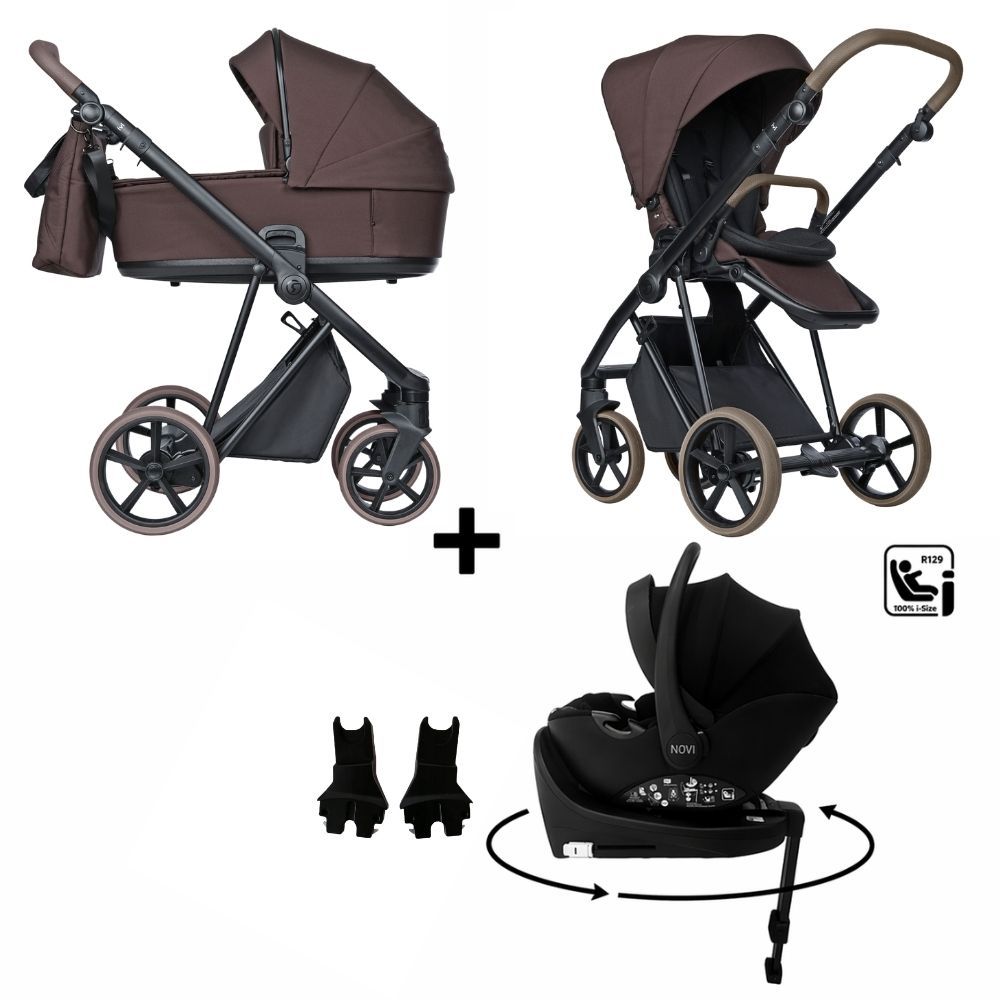 Kinderwagen ROAN IVI 2.0 Vintage Sweet Fig met Autostoel Novi Jacky Pro 360° V2 & Base en Adapterset