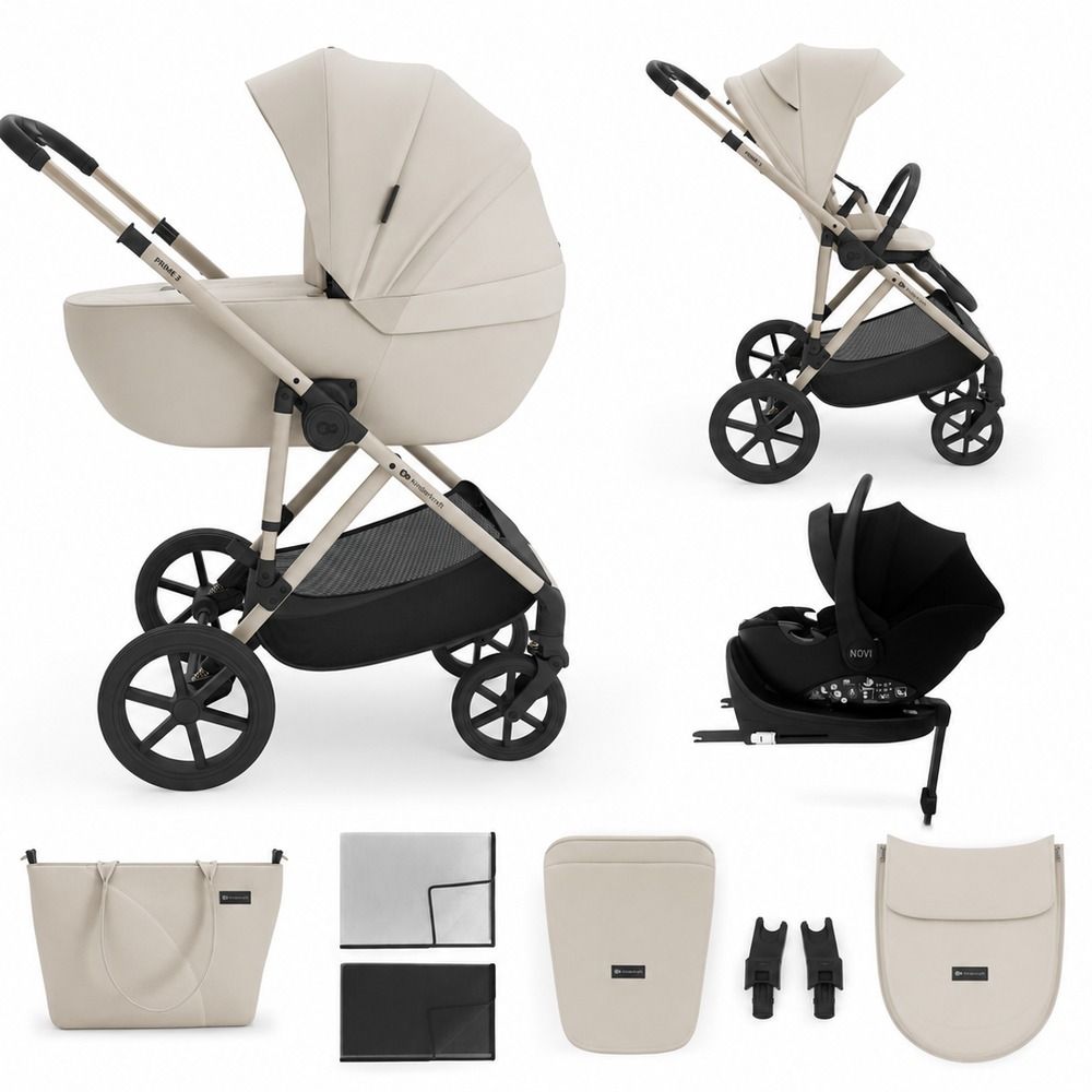 Kinderwagen Kinderkraft Prime3 2in1 Pro Sand Dune met Autostoel Jacky Pro V2 360° & Base