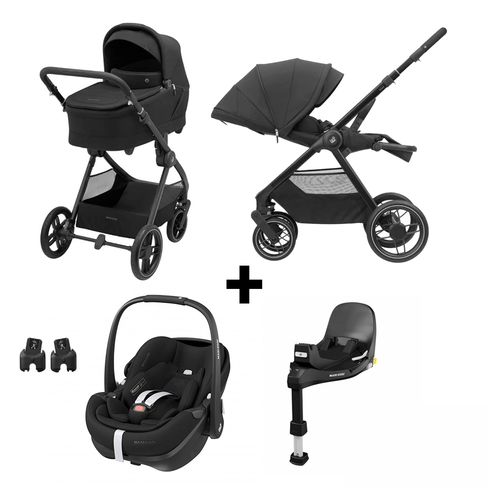 Kinderwagen Maxi-Cosi Oxford Plus Twillic Black met Autostoel Pebble 360° Pro2, Base Slide Tech & Adapterset